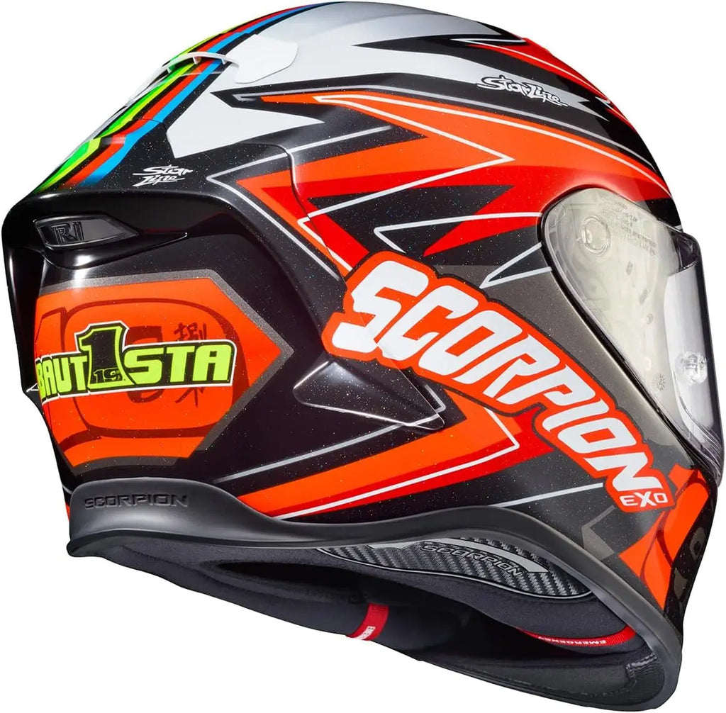 R1 Air Full Face Adult Motorcycle Helmet with Pinlock Race Ready Shield Bluetooth Speaker Pockets DOT ECE Bautista (Red/Black/Wh