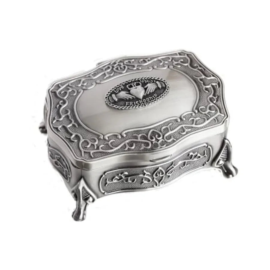 Irish Gifts Claddagh Jewelry Box Large Love Loyalty Friendship Medallion Pewter Made in Ireland