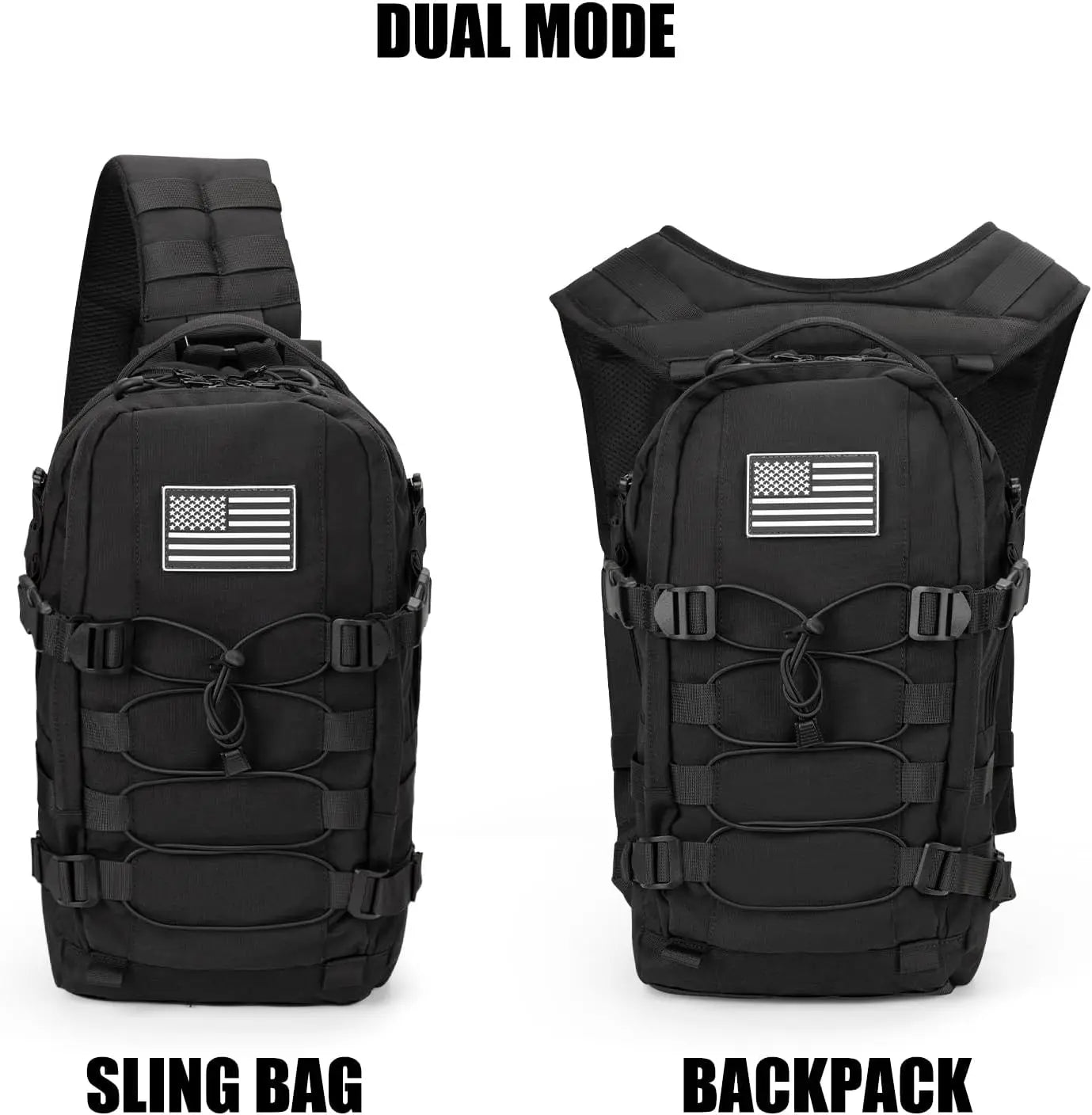 Tactical Sling Bag for Men: Everyday Carry Gear 12L EDC CCW Concealed Carry Sling Bag 2-in-1 Shoulder Bag Backpack