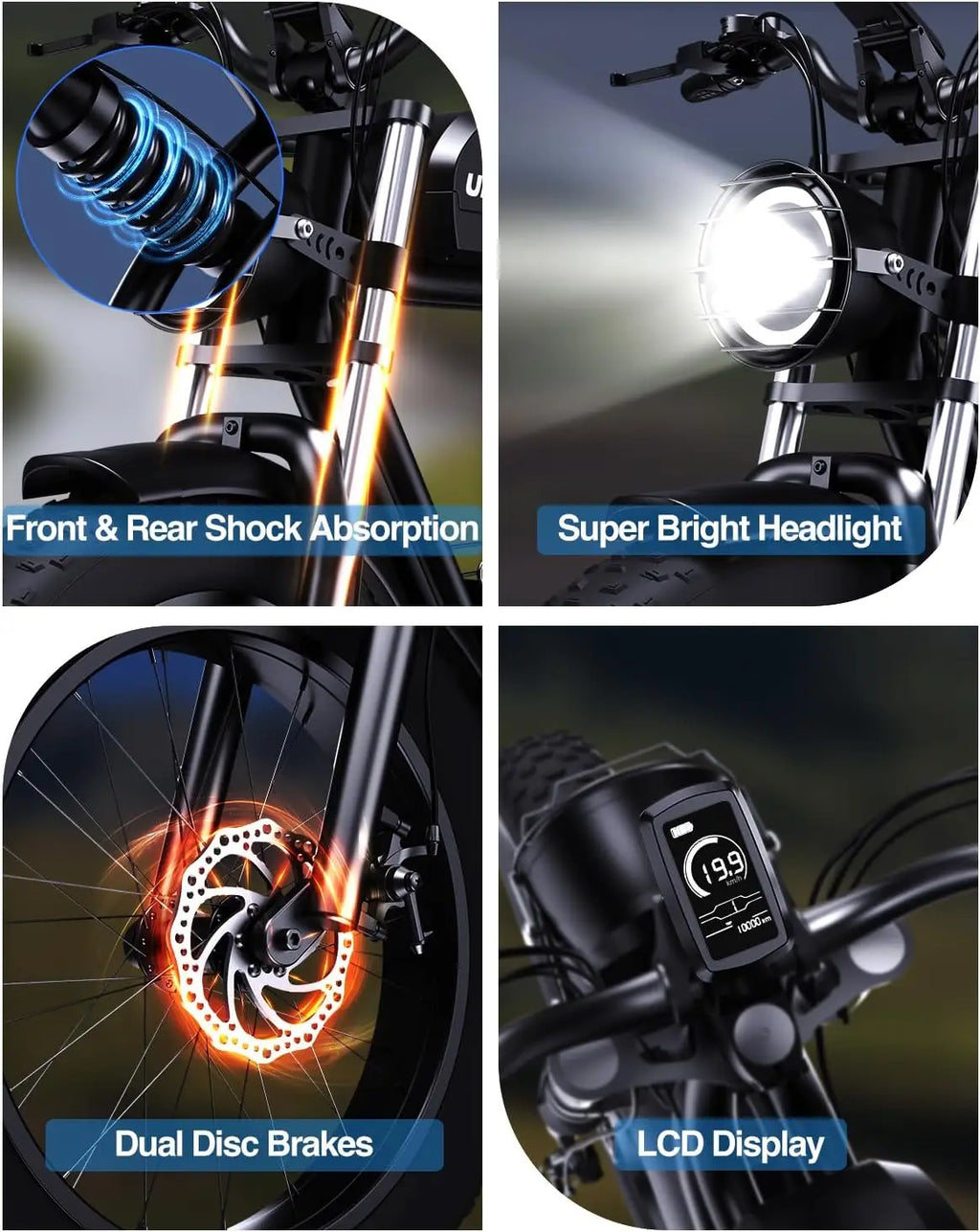 Kickwey K7 Adult Electric Bicycle 1500w 48V23ah Ebike 46km/h Mountain Electric Bike 20" Fat Tire Dirtbike Motorcycle E Bike