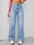 High Waist Wide Leg Jeans for Women, Light Washed Retro Denim Pants, Casual Streetwear Style