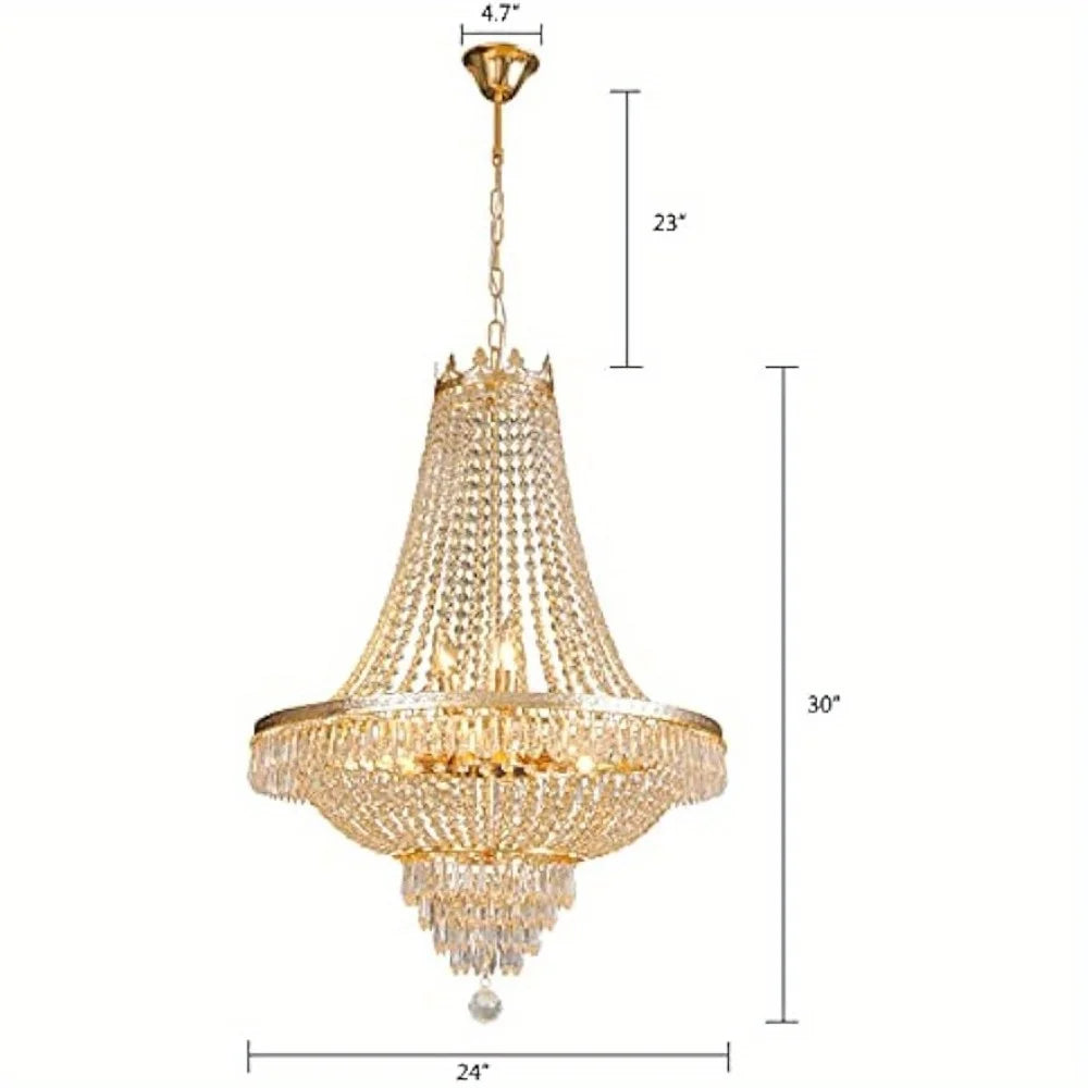 Luxury Crystal Chandelier Modern Gold LED Ceiling Light, Lamp Hanging Lighting Home Decor Lamp for Living Room Bedroom Foyer