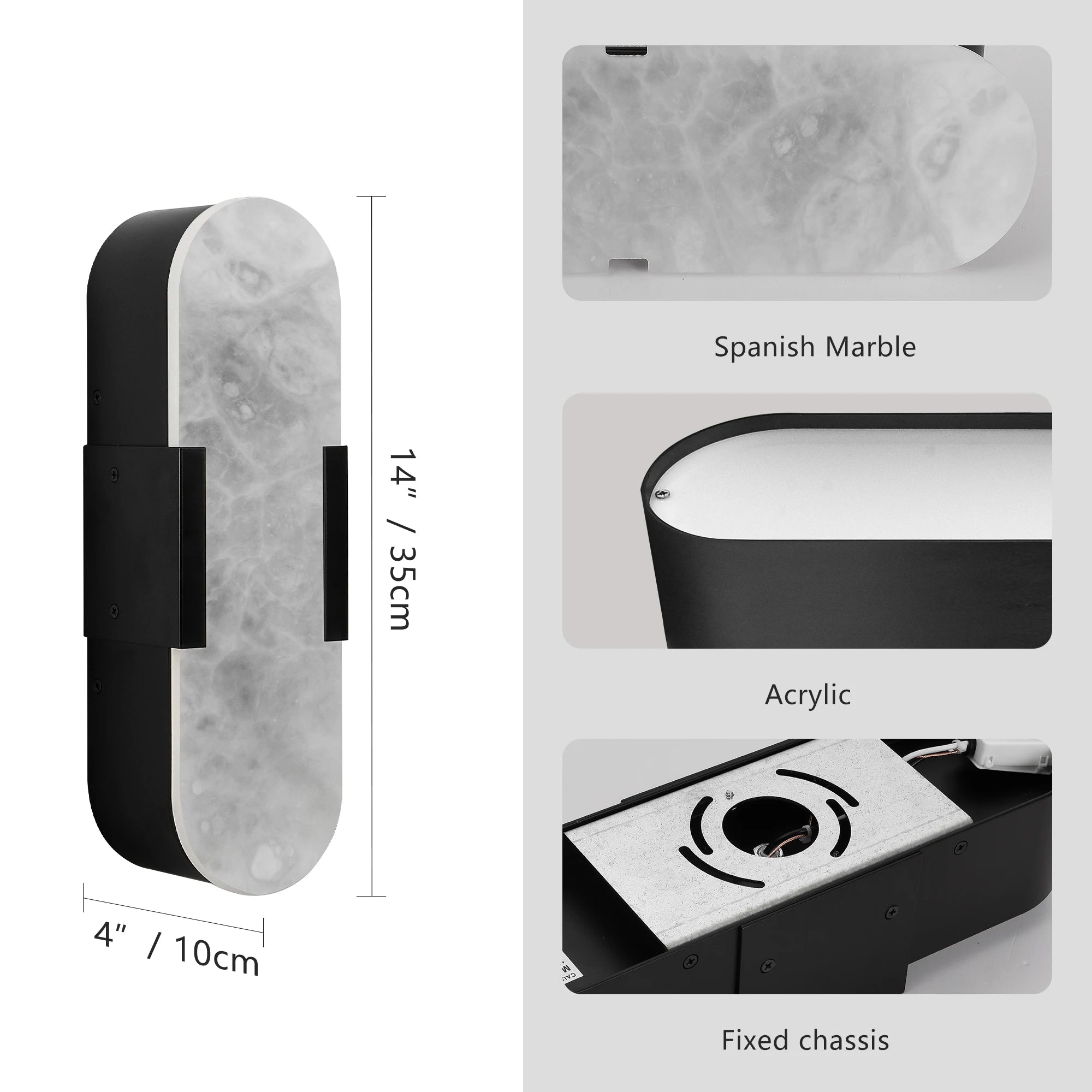 2-Pack Marble Wall Light 3 Color Temperatures Adjustable LED Soft Light Luxury Decor Lamp for Living Room Bathroom
