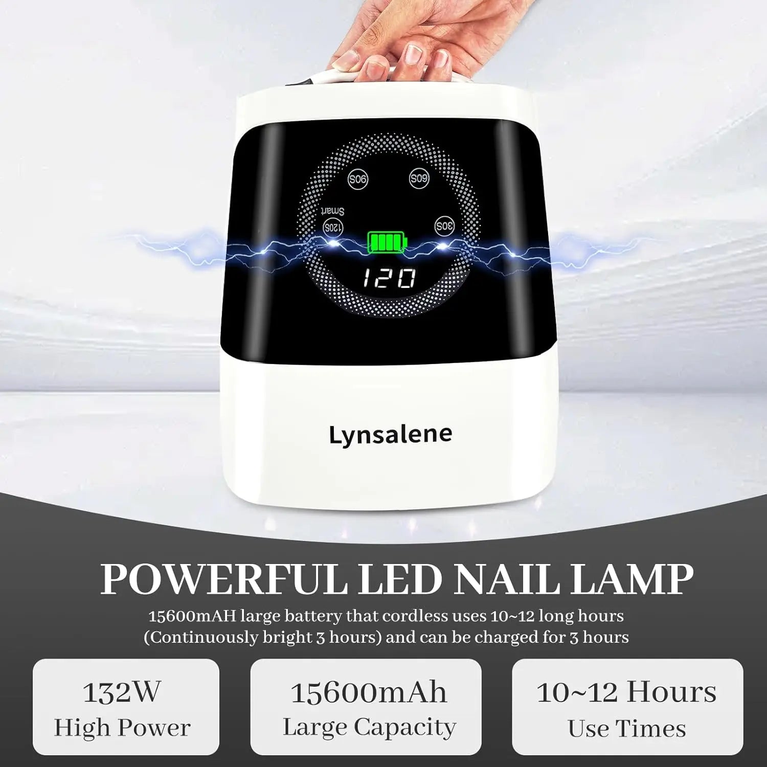 132W Rechargeable UV LED Nail Lamp with 4 Timers & LCD Screen for Gel Nails – Fast Curing, Salon & Home Use