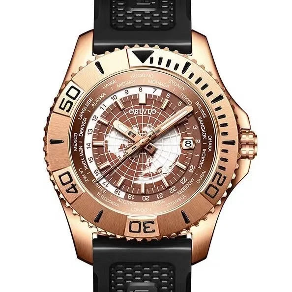 OBLVLO men's watch with luminous double-sided openwork automatic mechanical strong movement, a novel mechanical watch for men