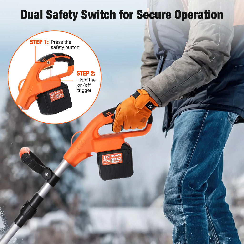 24inch Brushless Electric Snow Blower Snow Sweeper Foldable with Wheels & Battery For Mak 18V Battery For Garden Outdoor