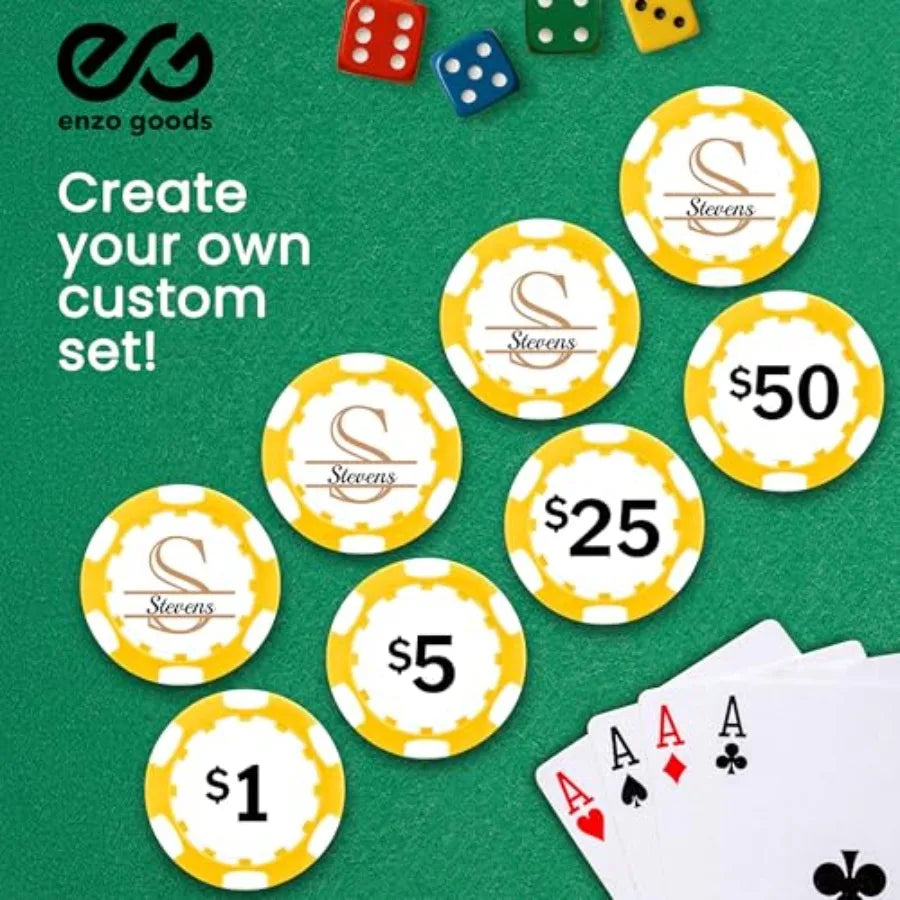 Custom Poker Chips 50 100 200 or 500 Piece Sets Personalized Poker Chips with Logo Durable Composite Material Premium Black and