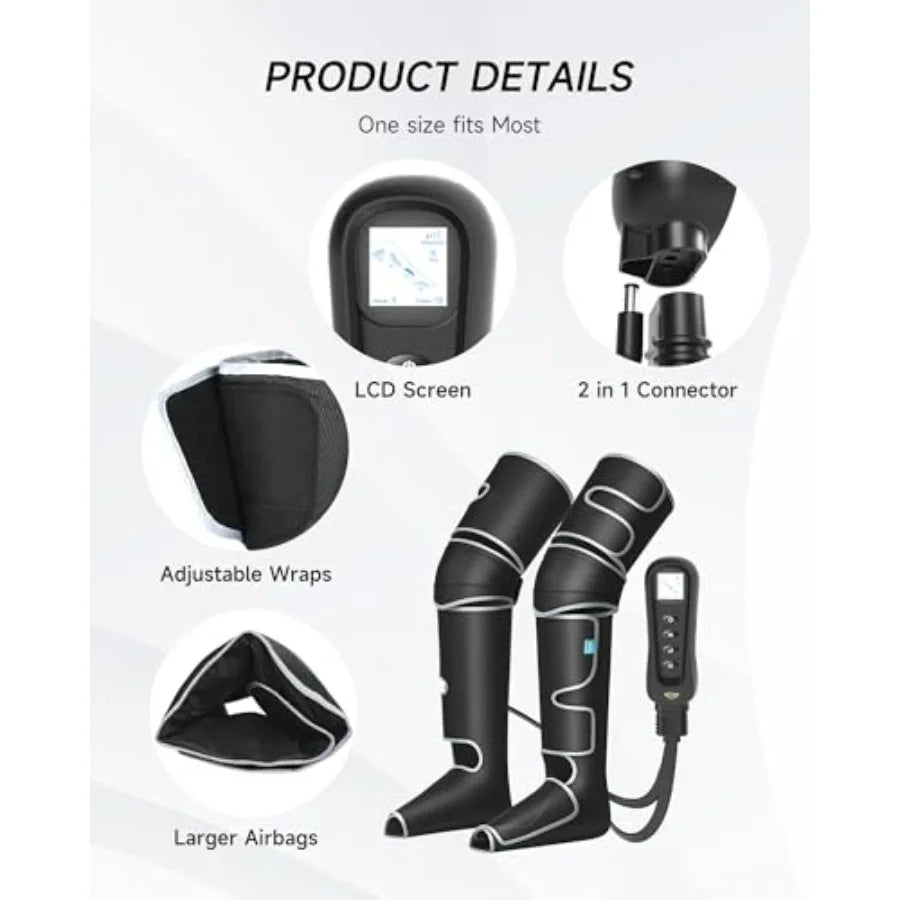 ALLJOY Leg Massager for Circulation and Pain Relief: Ideal for Daily Use at Home or Office Features Heat Therapy and Adjustable
