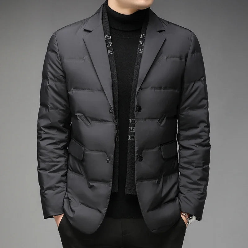 Men's Winter Fashion High-Quality down Jacket 90% White Duck down Warm Coat with Removable Scarf Suit Collar M-4XL Sizes