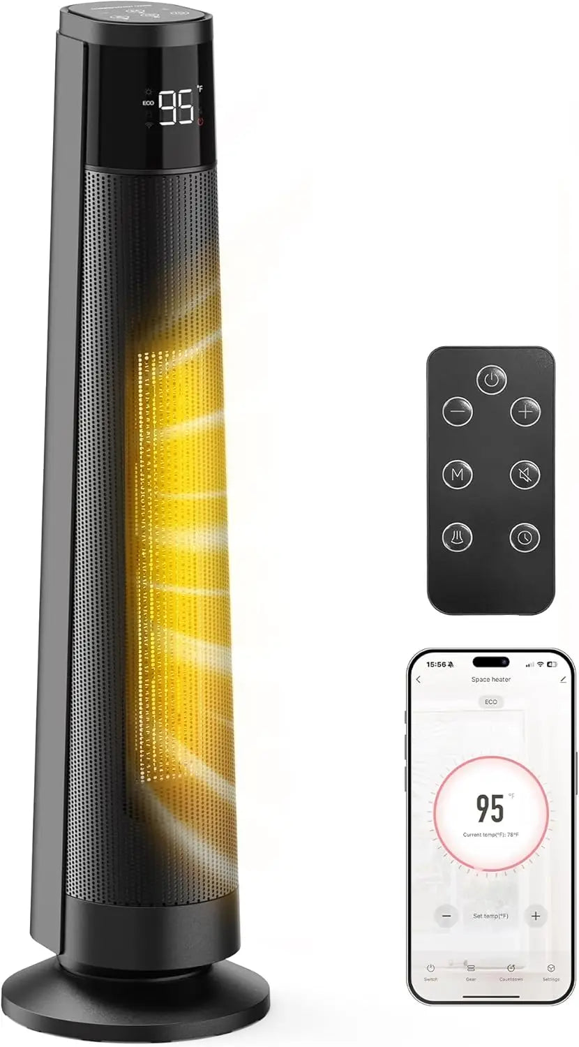 1500W Space Heaters for Indoor Use Large Room, WIFI Electric Heater with Voice Control, 5 Modes, ECO Thermostat, 12H Timer