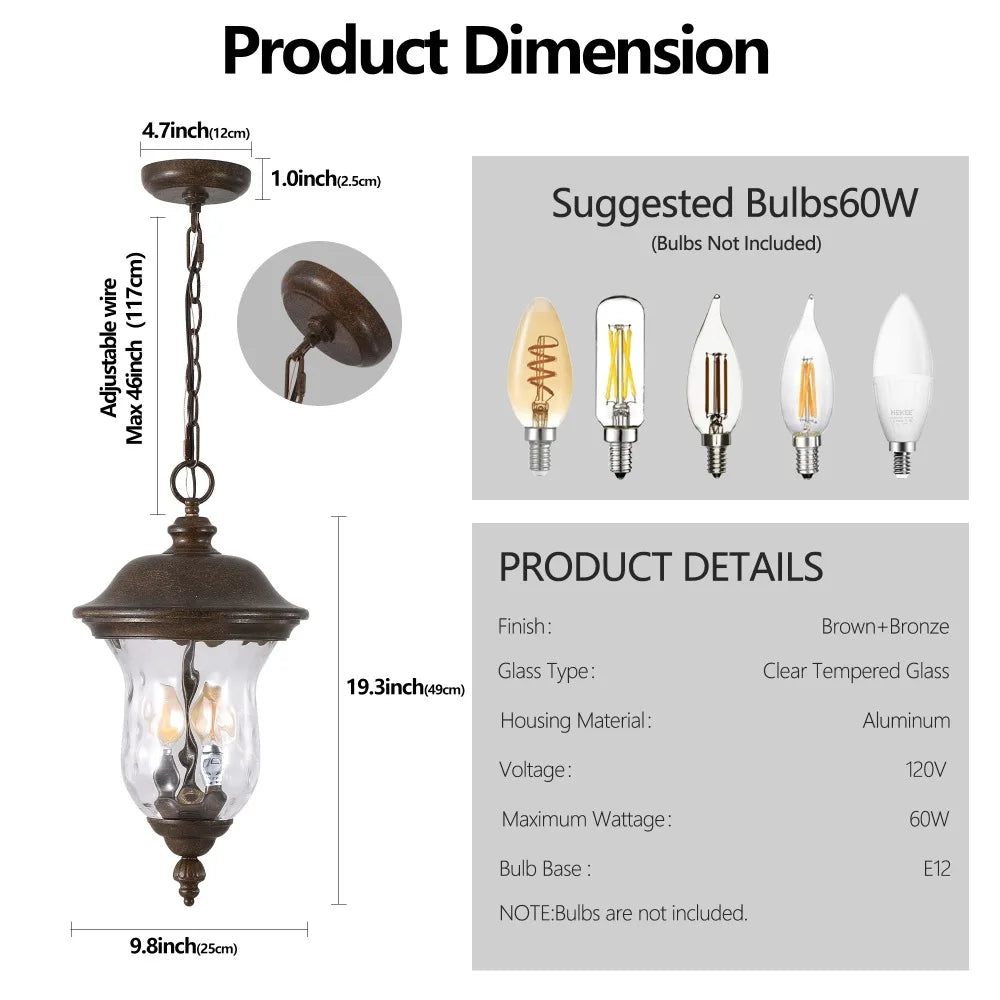 21"(H) Vintage Waterproof Outdoor Lamp Post Light with Clear Glass Shade  Bronze Finish for Yard Porch Walkway (No Bulb)