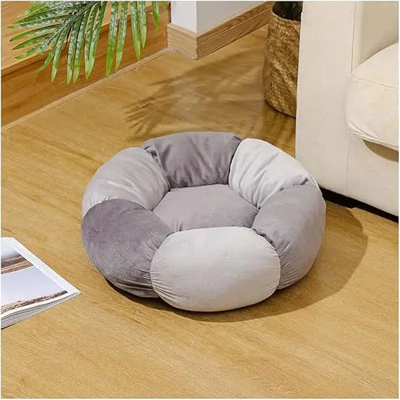 Medium Round Washable Dog and Cat Bed, 40x40cm Cushioned Mat for Warm Sleep, Gray 60cm Nesting Pet Bed