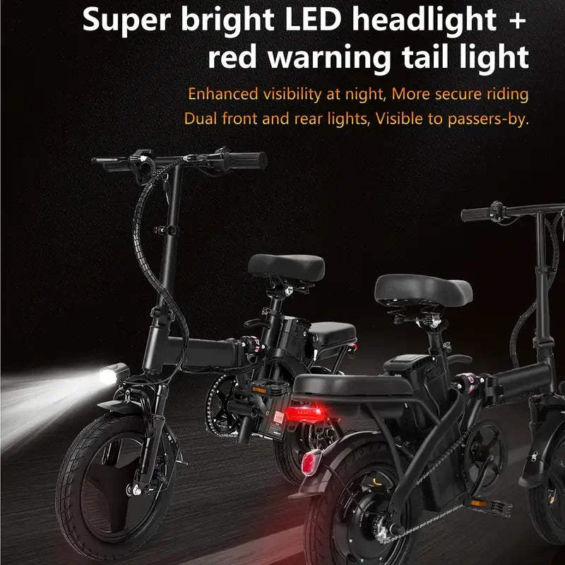 Adults Electric Bicycle, 14" Mini Folding Electric Bike 500W Peak Motor Ebike 19.9Mph 20Miles 10.4AH Electric E Bike for Adults