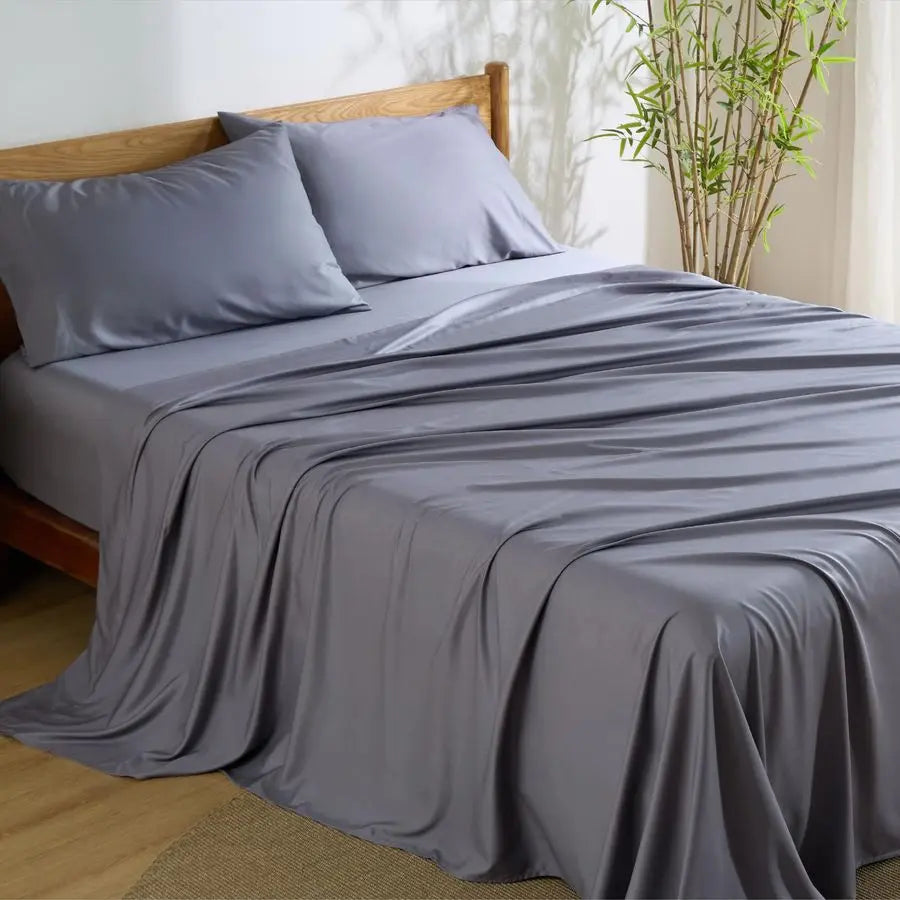 King Size Sheets Set, Cooling Sheets for Hot Sleepers, Rayon Derived from Bamboo, Breathable amp Soft, Deep Pocket Up to 16 Inch
