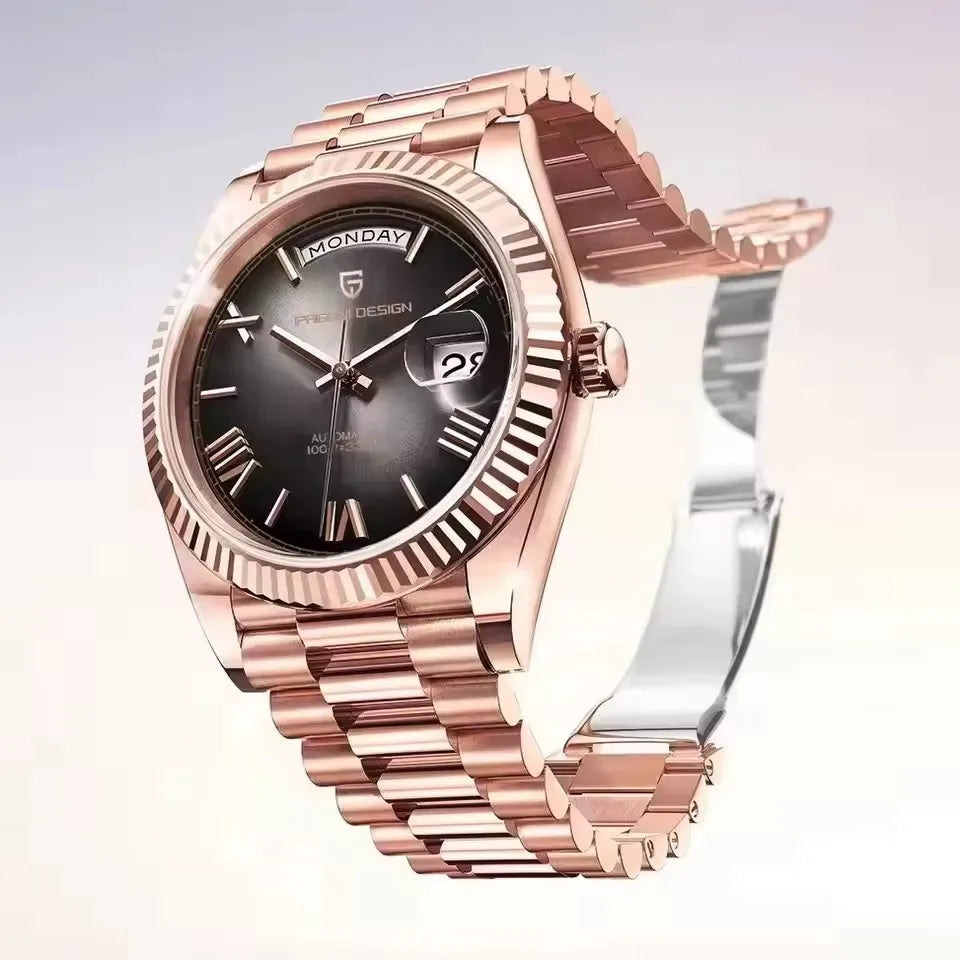 PAGANI DESIGN New Week Calendar Type Watch 316L All Steel Luxury Luminous Men watch Japan Movt Waterproof Mechanical Man watch