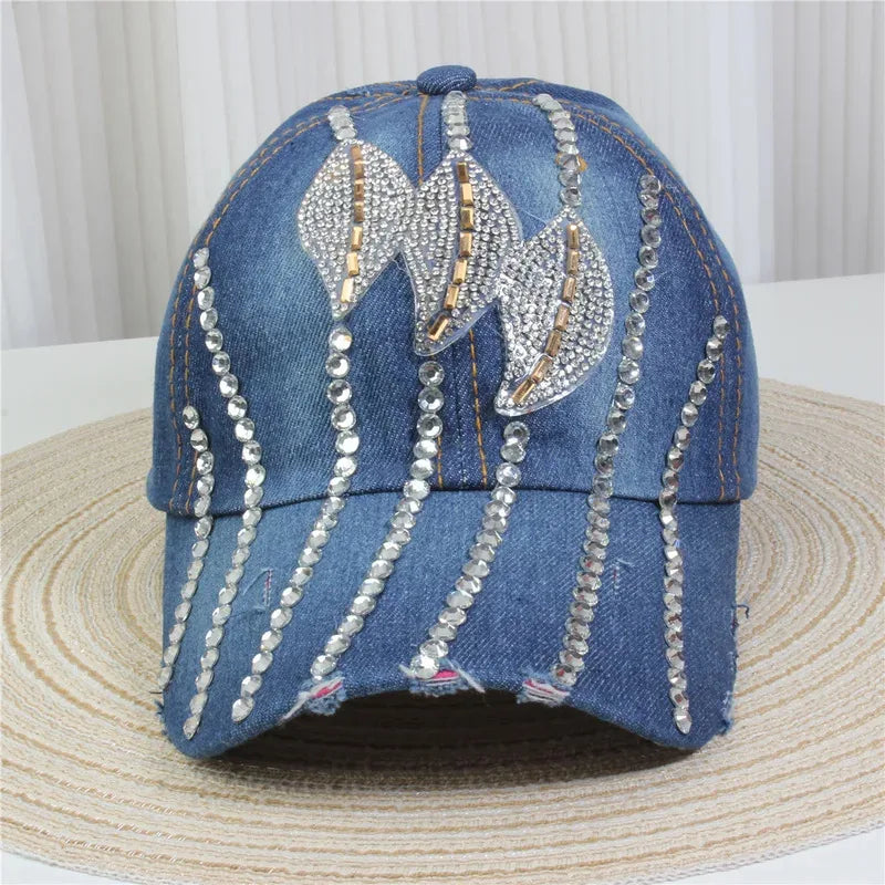 Wholesale Denim Baseball Caps Bling Rhinestone "TAKE ""LOVE" Heart  Snapback Hat A Dozen 12 pieces Mixed order
