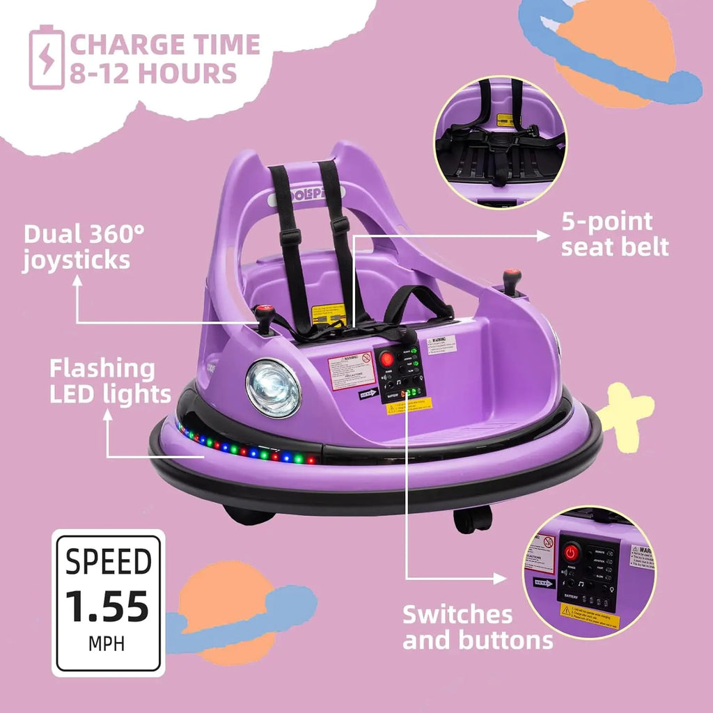 12V Bumper Car for Kids Bumper Car for Toddlers W/Remote Control Electric Ride On Car with LED Lights & 360 Degree Spin