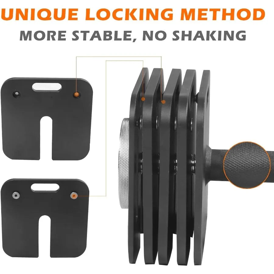 9 in 1 Free Adjustable Dumbbell Set with Multiweight Options up to 80LB for FullBody Home Gym Workouts QuickLock Design with An