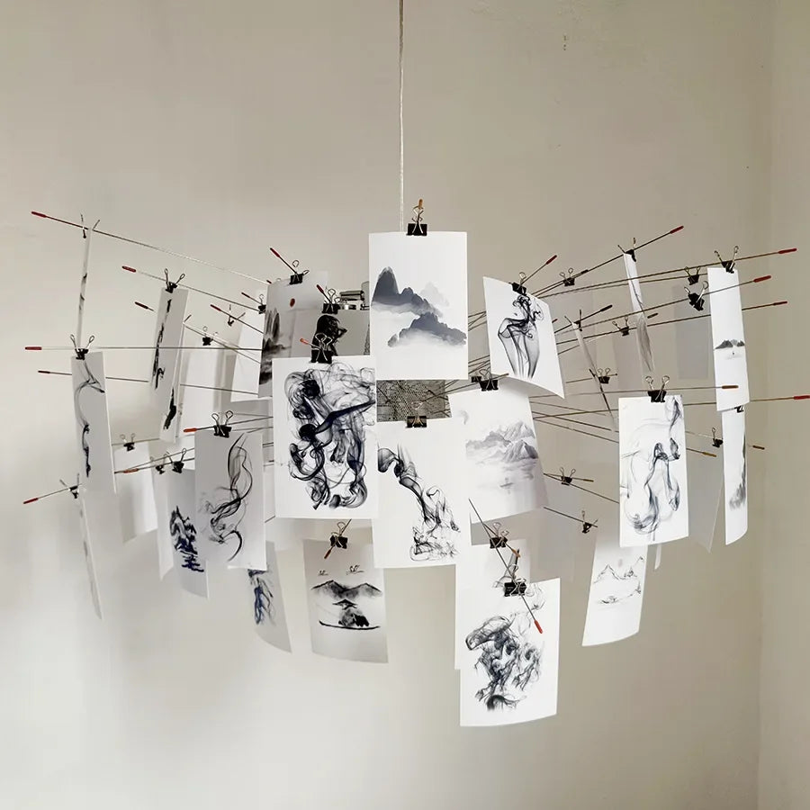 2025 New Minimalist Zettel Card Lamp Creative Decoration Card Pendant Lamp for Living Room Bedroom Study