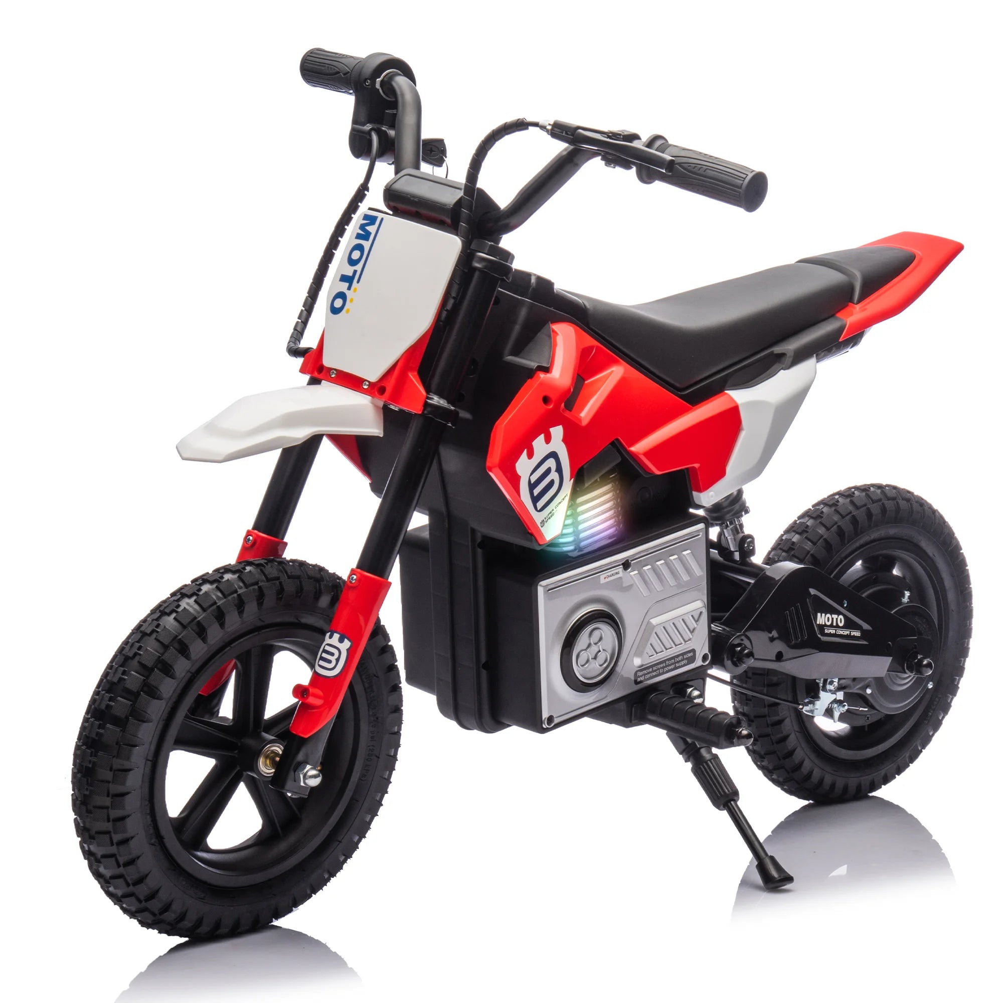 24V 200W Electric Motorcycle, 3.11-9.32MPH Max Speed, Rear Shock Absorber, LED Light, Bluetooth & Music