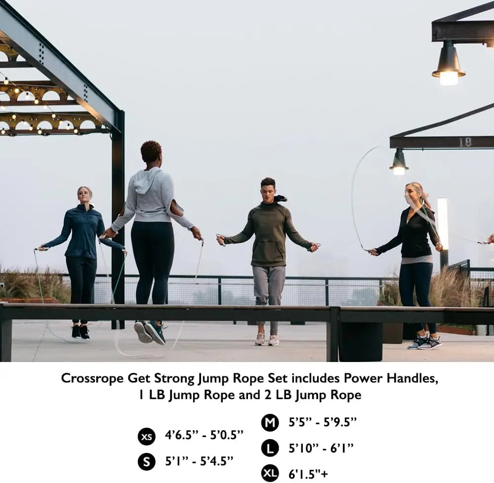 Get Strong Set - Weighted Jump Rope- 1 LB and 2 LB Ropes - Power Handles - XLarge