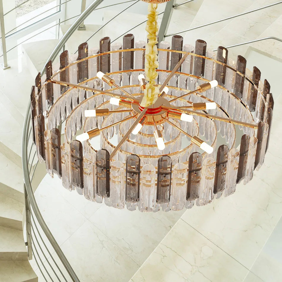 LUVODI 80cm Round Crystal Chandelier Light Super Bright Pendant Ceiling Light for Home Hotel Funiture