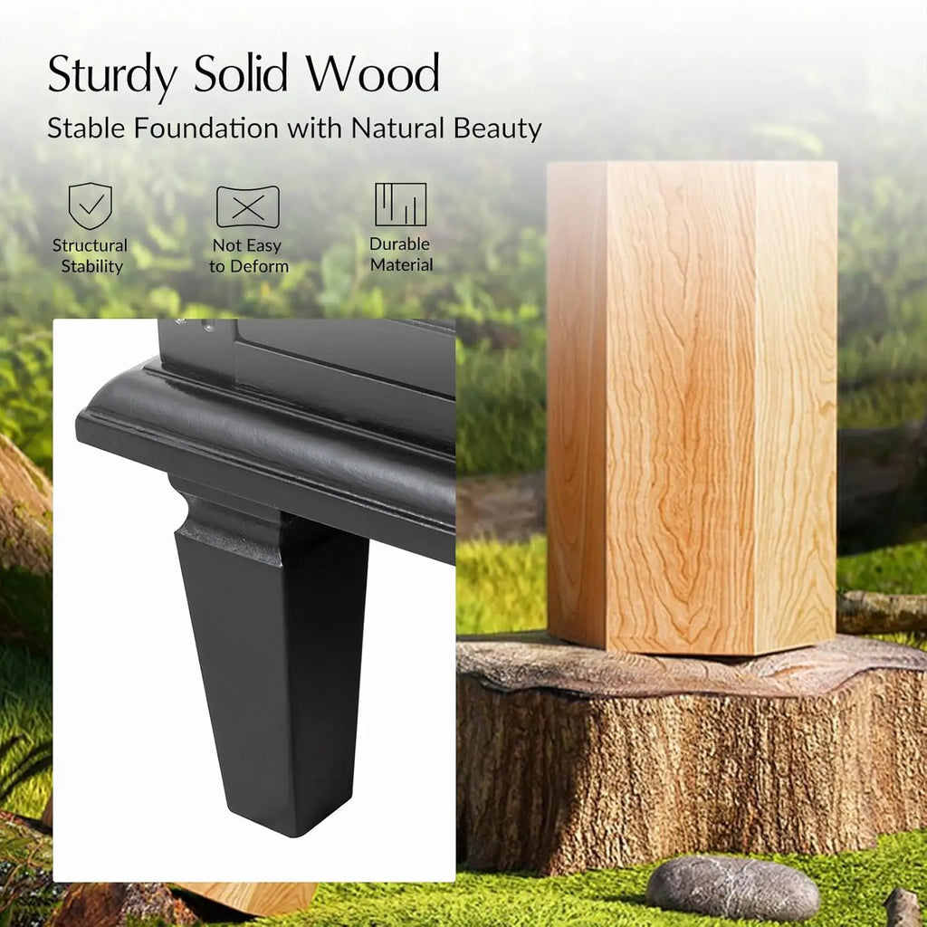 3 Drawer End Table with Charging Station Mid Century Modern Wooden Organizer with Wood Legs Black, Customized