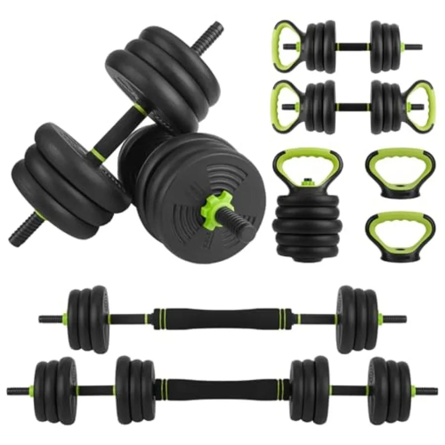 88LB Adjustable Weight Set 4In1 Free Weights for Home Gym: Versatile Dumbbells Barbells Kettlebells Push Up Stand for Women and