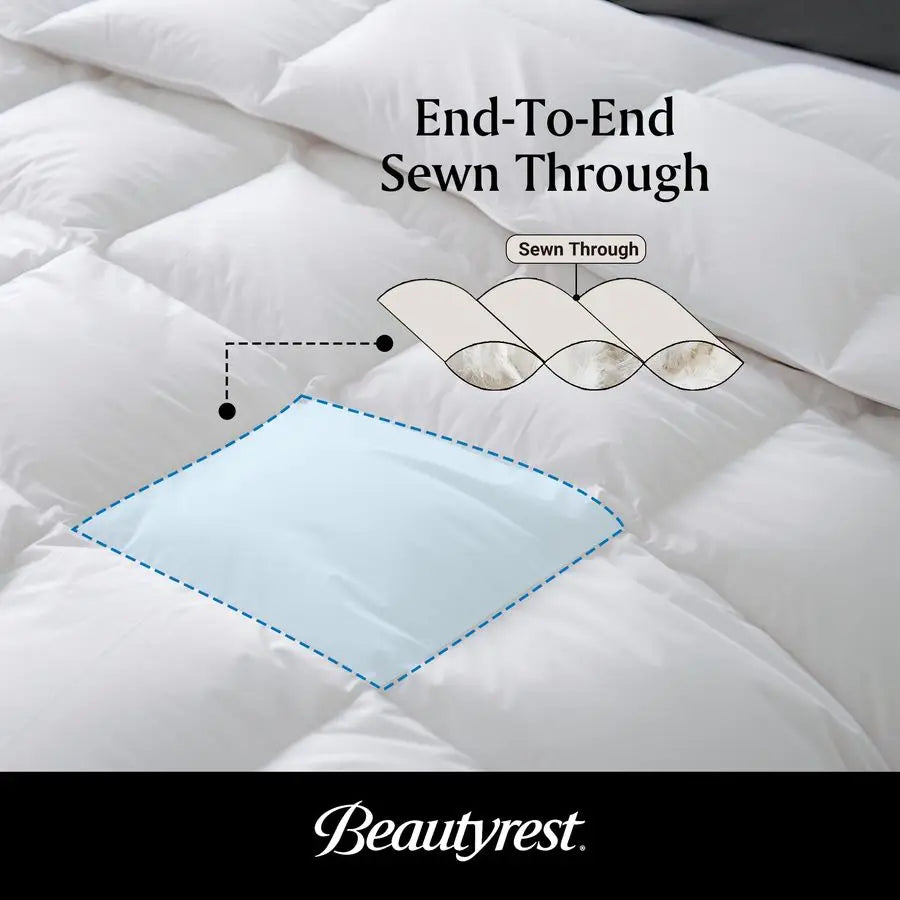 Goose Feather Down Fiber Comforter Queen Full Size All Season, Hotel Collection Fluffy 100 Cotton Cover Duvet Insert, Medium War