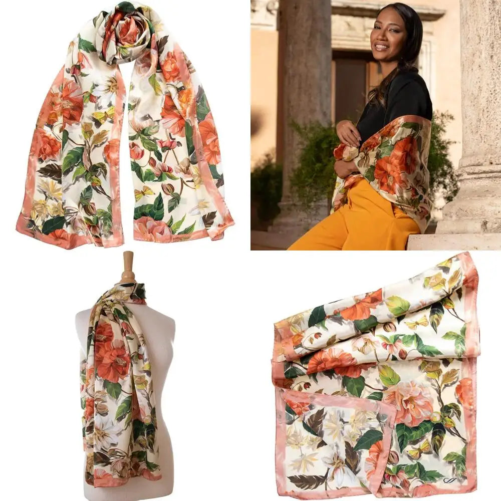 100% Silk Italian-Made Fashion Long Scarves for Women - Elegant Style Accessories
