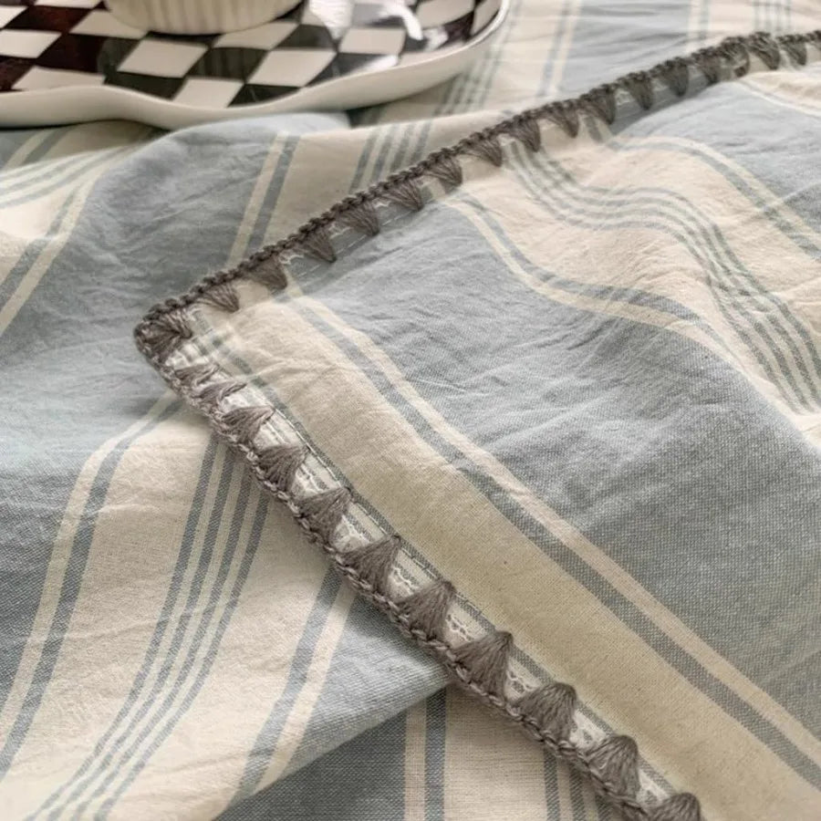 Warm Duvet Cover Set Breathable Winter Bedding Set with Zipper Closure 4 Pieces Blue 1.5M Bed Comforter Fitted Sheet Pillow Sha