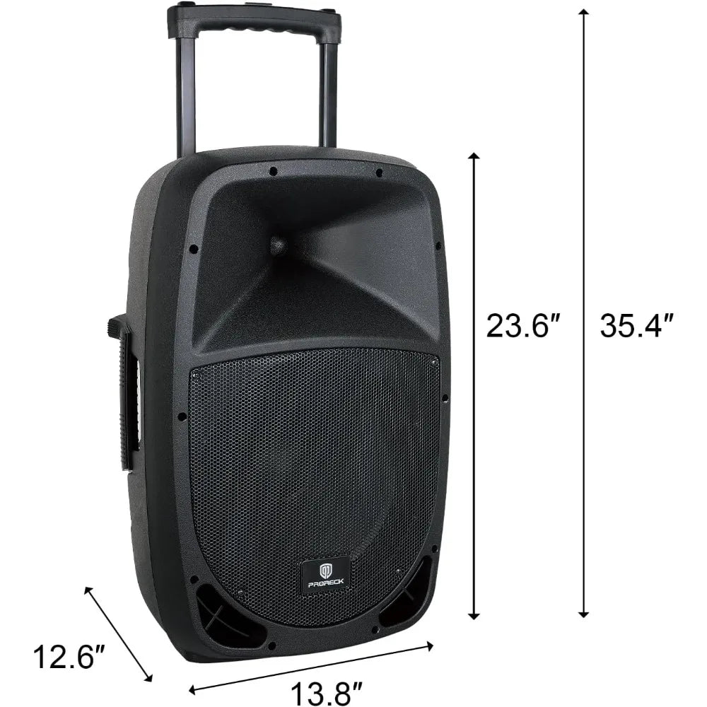 12 Portable Wireless 12-Inch 500 Watt Powered Dj/PA Speaker Rechargeable Karaoke System with Bluetooth