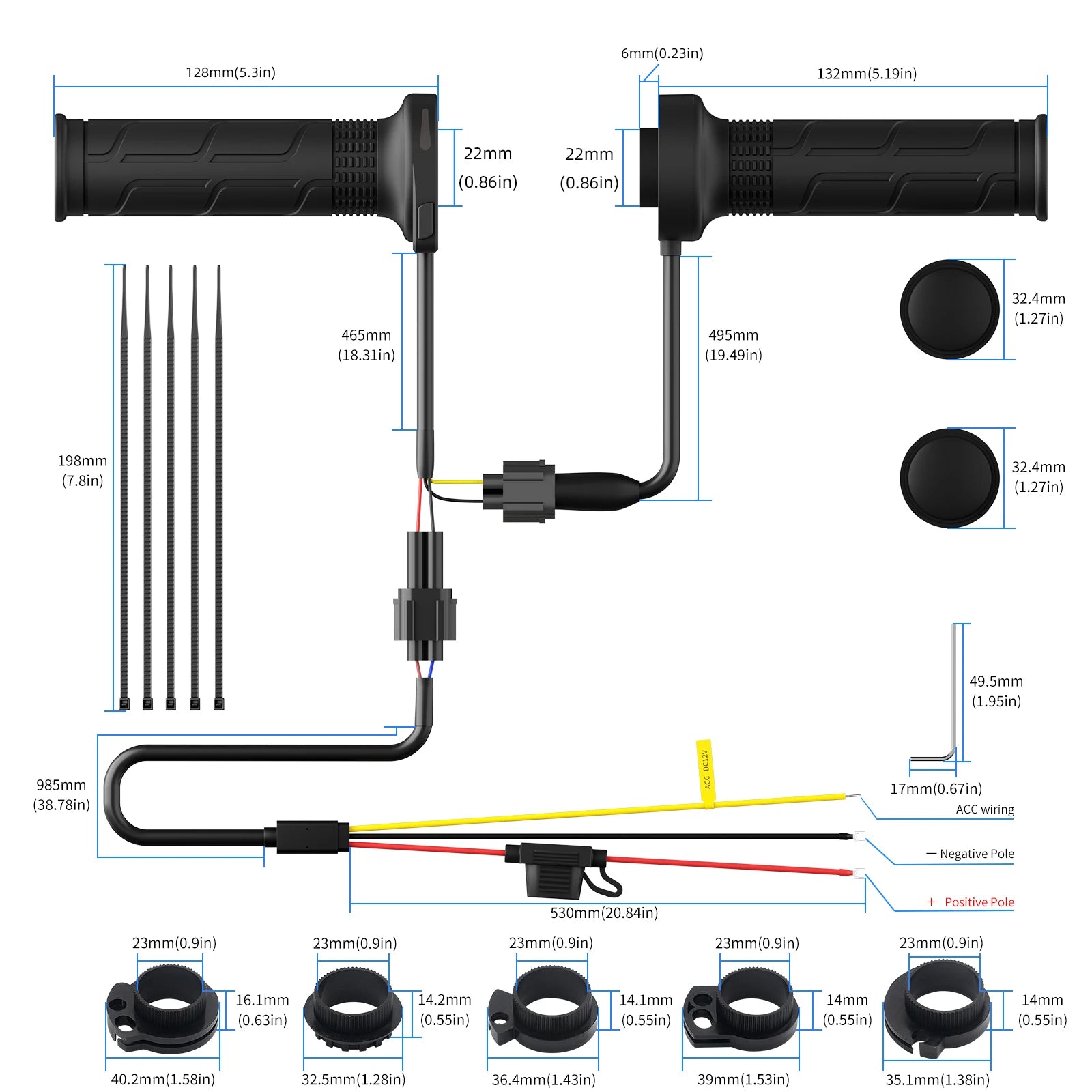 Universal Motorcycle Electric Heating Handle 12V 22mm Hand Heated Grips Adjustable Temperature Motorbike Warmers Hot Handlebar