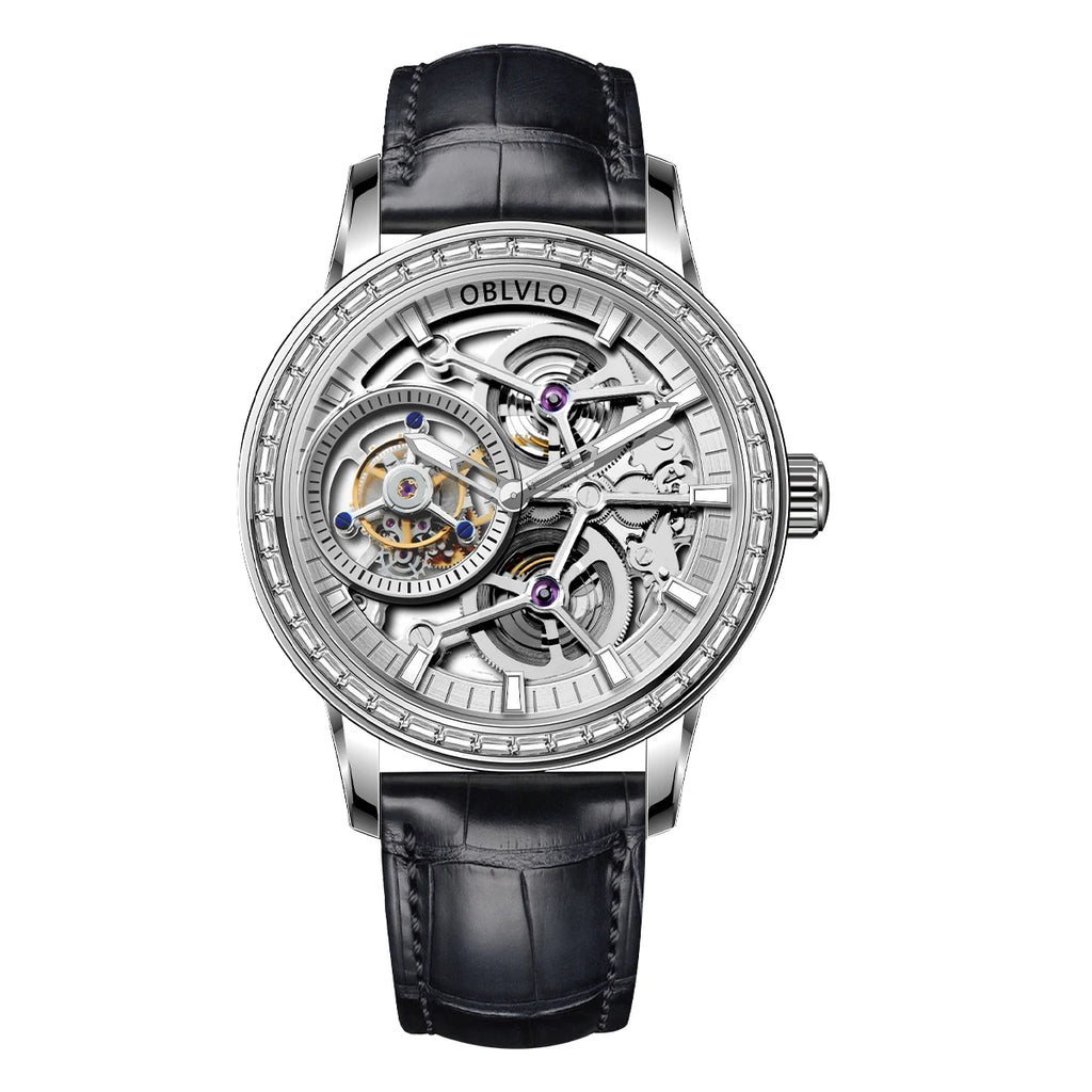 OBLVLO men's mechanical watch, luminous men's watch, classic business style men's fully automatic mechanical watch.