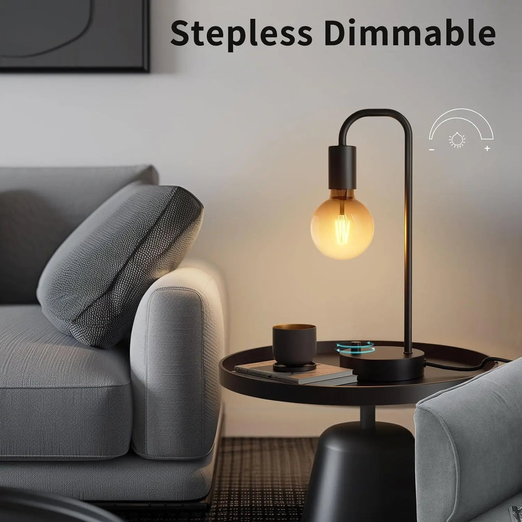 3-Piece Industrial Lamp Set with Dimmable Table Lamps and Floor Lamp, Includes Gradient Bulbs for Living Room and Bedroom