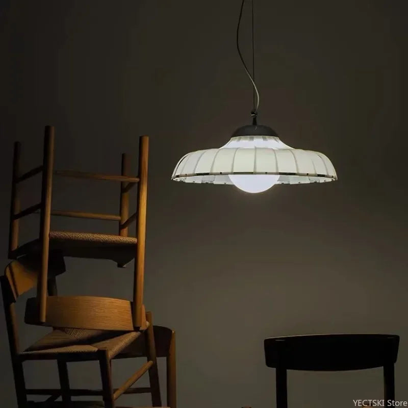 Middle Aged Style Double Layered Diffuse Reflection Soft Light Living Room Dining Room White Pendant Light Living Room