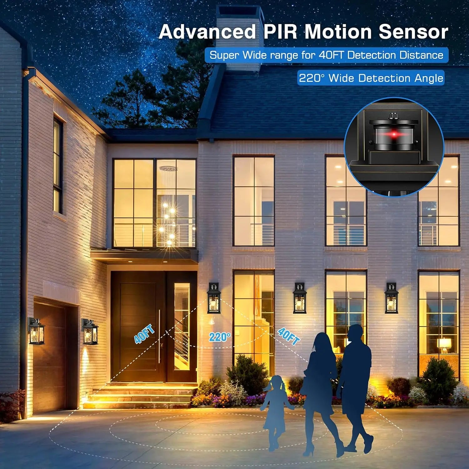 Motion Sensor Outdoor Light Wall Mount, Dusk to Dawn Exterior Light Fixture,100%Rustproof Aluminum Waterproof Outdoor Wall Light