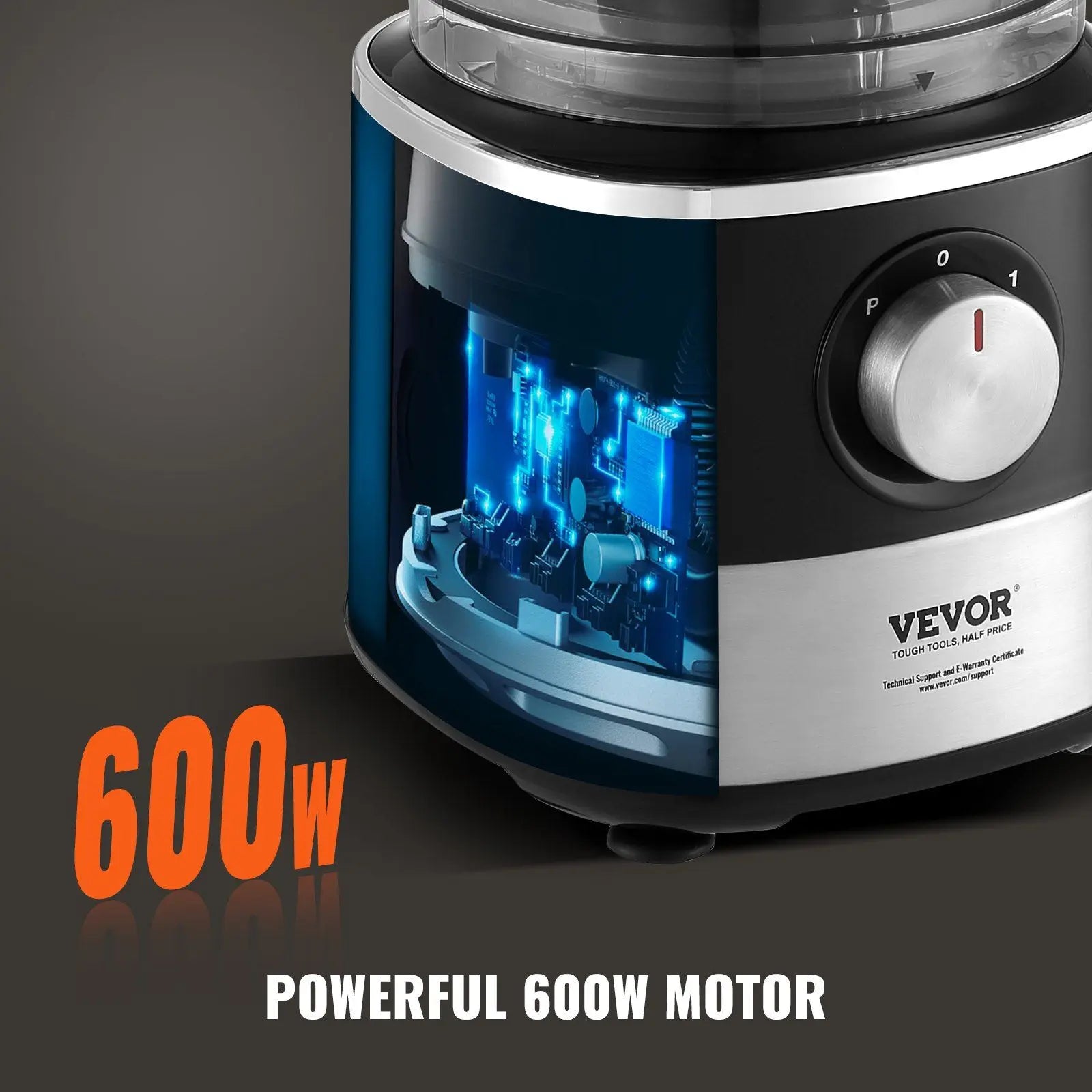 VEVOR Food Processor, 14-Cup Vegetable Chopper for Chopping, Mixing, Slicing, and Kneading Dough, 600 Watts Stainless Steel Blad