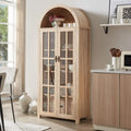 Customized. 71" Tall Arched Kitchen Pantry with Glass Doors, 5 Tier Modern Bookshelf with 2 Drawers, Wooden Storage Cabinet with
