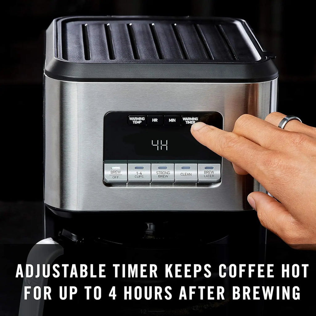Coffee Maker, Programmable Coffee Machine with Glass Carafe, 14 Cups, StainlSteel