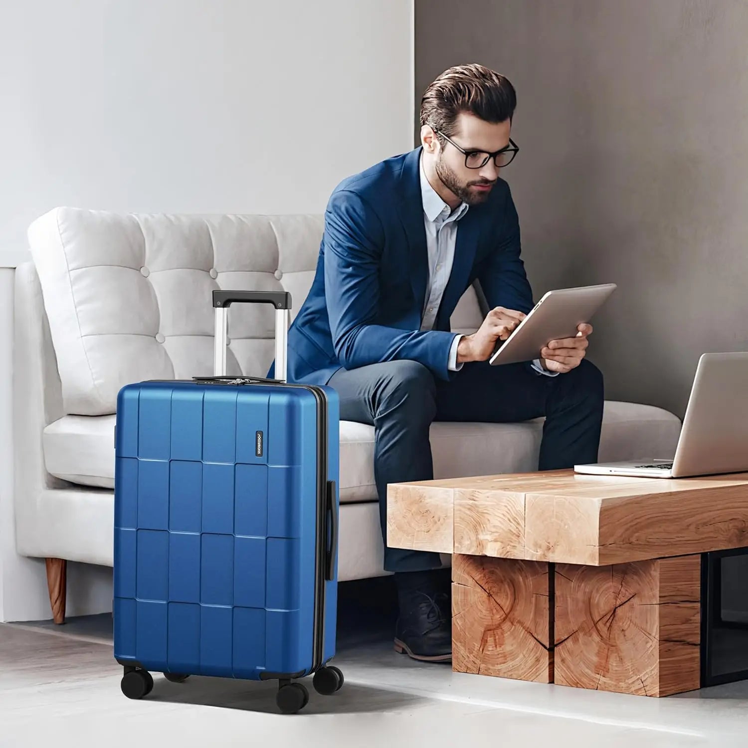 Luggage Sets 3 Piece Hardside Expandable Lightweight PC Suitcase Sets with Double Spinner Wheels TSA Lock, Sea Blue