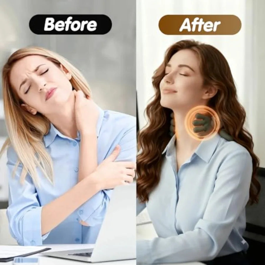 Siasoo Heated Neck Massager-Wireless Portable Shiatsu Neck and Shoulder Deep Tissue 4D Kneading Massage Pillow Simulated Human