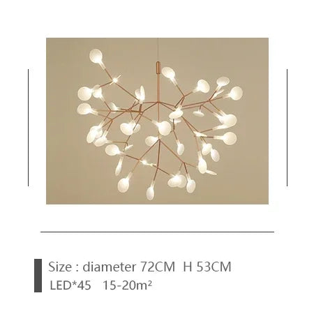 Nordic Circular Living Room Kitchen Corridor Postmodern Chandelier Tree Branch Design Firefly Light LED Light