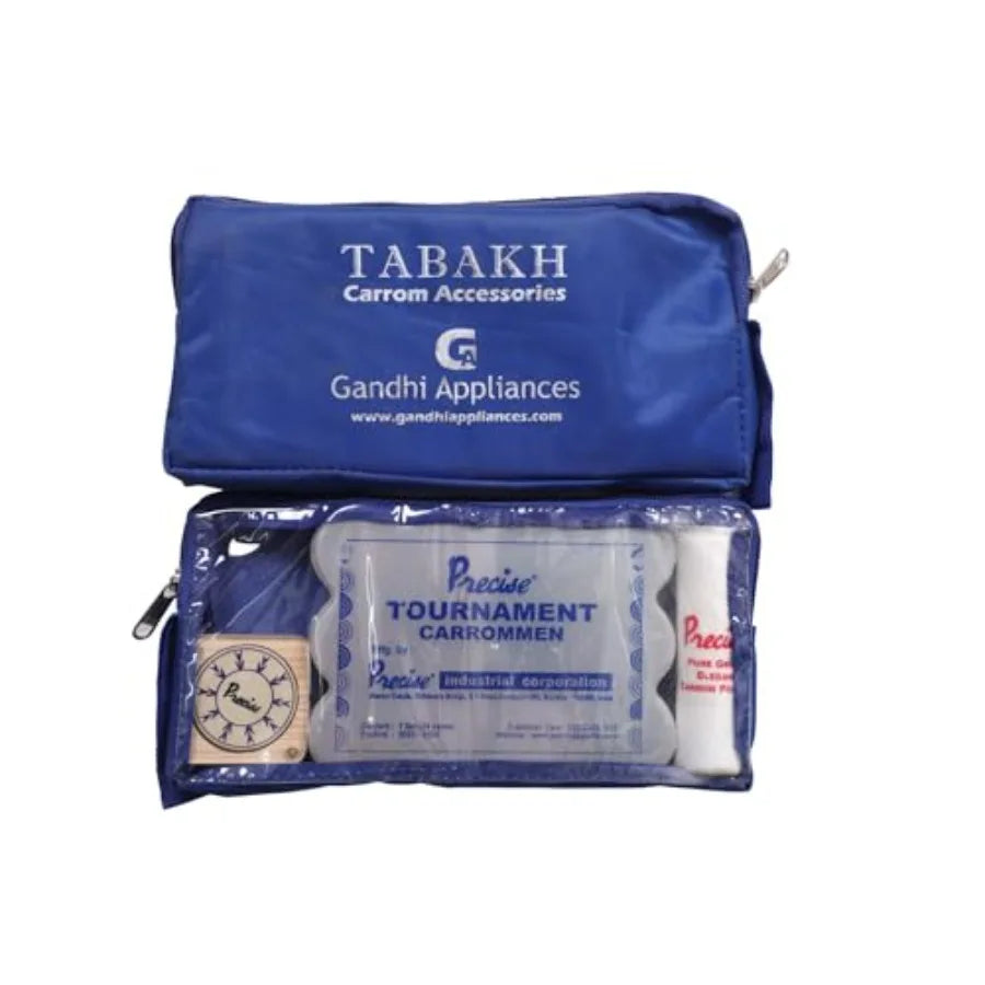 T TABAKH Precise Finest 12mm Carrom Board with Coins Striker and Powder Black 4 Players Ages 13 and Up