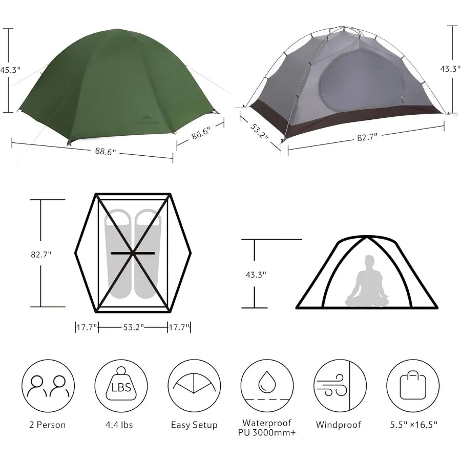 4 Season TentWaterproof 2 Person Backpacking Tent Four Season Tents for Cold Weather Winter Camping