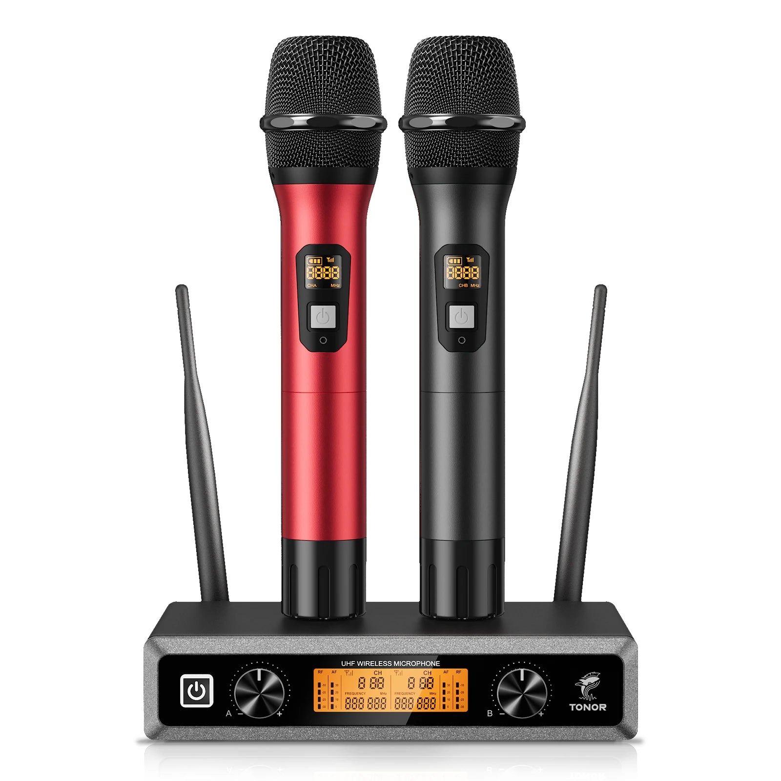 Wireless Microphone System, Professional Metal Cordless Karaoke Microphones, Handheld Dynamic Mic Set with Receiver, TW820