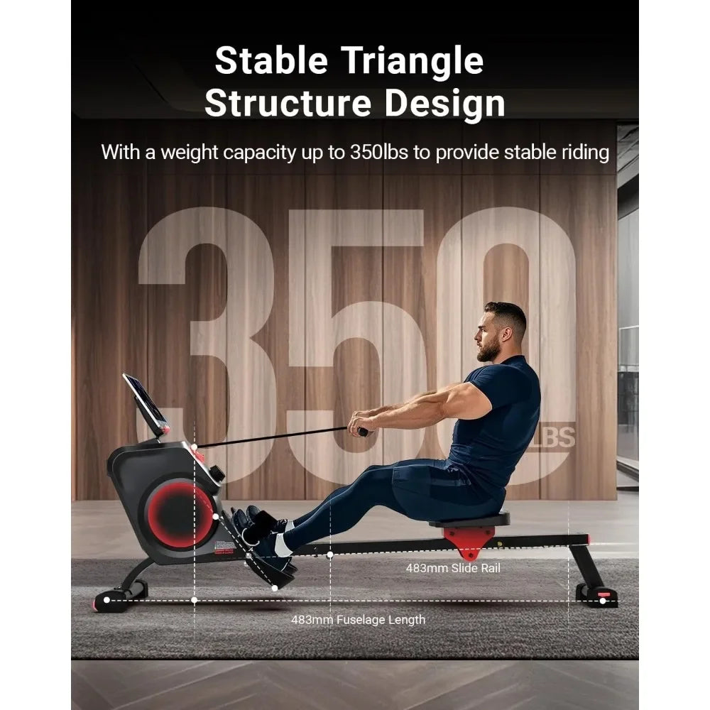 Magnetic Rowing Machine for Home with US Mute System Bluetooth Connectivity And App Support for Full-Body Home Workouts