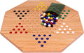 Oak Wooden Chinese Checkers Board Game Set, Hand-Painted, 19' Wide