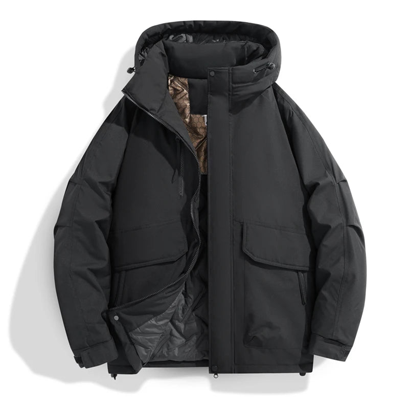 2025 Autumn/Winter New Thickened Fashion Versatile Warm Outdoor Windproof Waterproof Hooded Casual Jacket Cotton Jacket  for Men