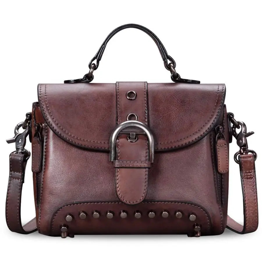 Leather Small Purses and Handbags for Women Vintage Real Leather Shoulder Bag Crossbody Purse Satchel Bags with Strap